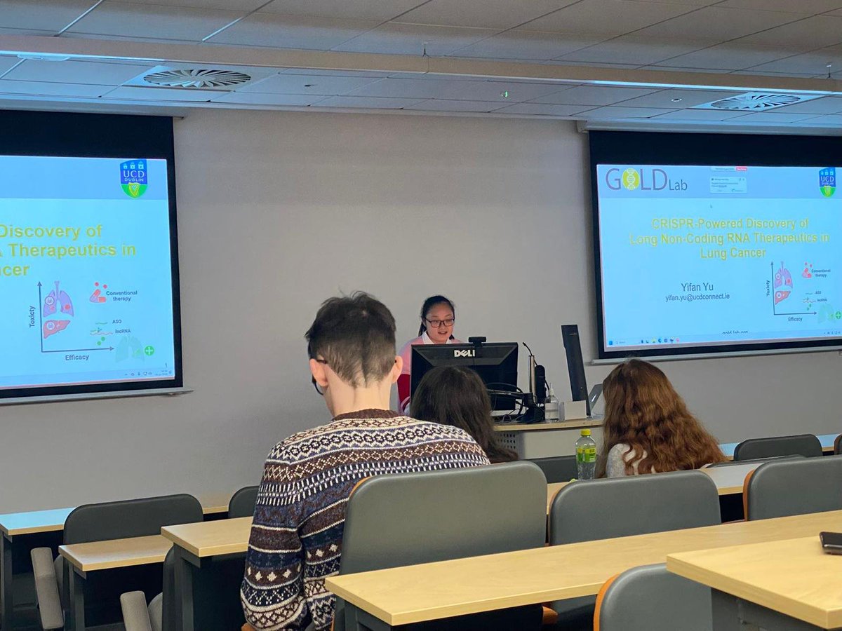 GOLDLab_UCD's tweet image. 🧑💼👏Two PhD students from our lab presented their work across the country yesterday!🇮🇪
🧬Roofiya Koya discussed tumour #mutations in #lncRNAs
✂️Yifan Yu shared results from our #CRISPR screen identifying cancer-driving #lncRNAs.
👏Huge congrats to Yifan on winning best talk!