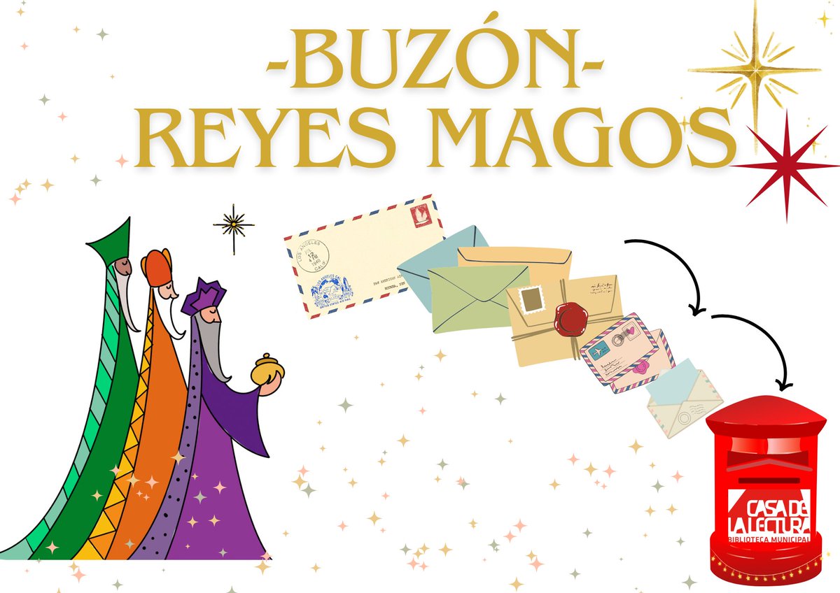 Peques!, ya podéis venir a la Casa de la Lectura y depositar vuestras cartas a los Reyes Magos!
El #BUZÓNREAL, está situado a la entrada de la #SALAINFANTIL