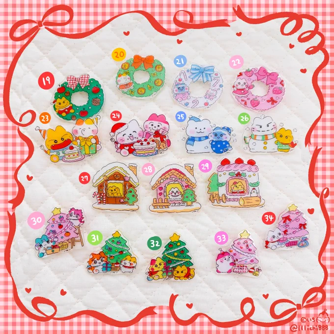 オンラインショップ▼ ・ミニキャラバッジクリスマス ・にゃお〜んバッジクリスマス ・クリスマスミニパーツ