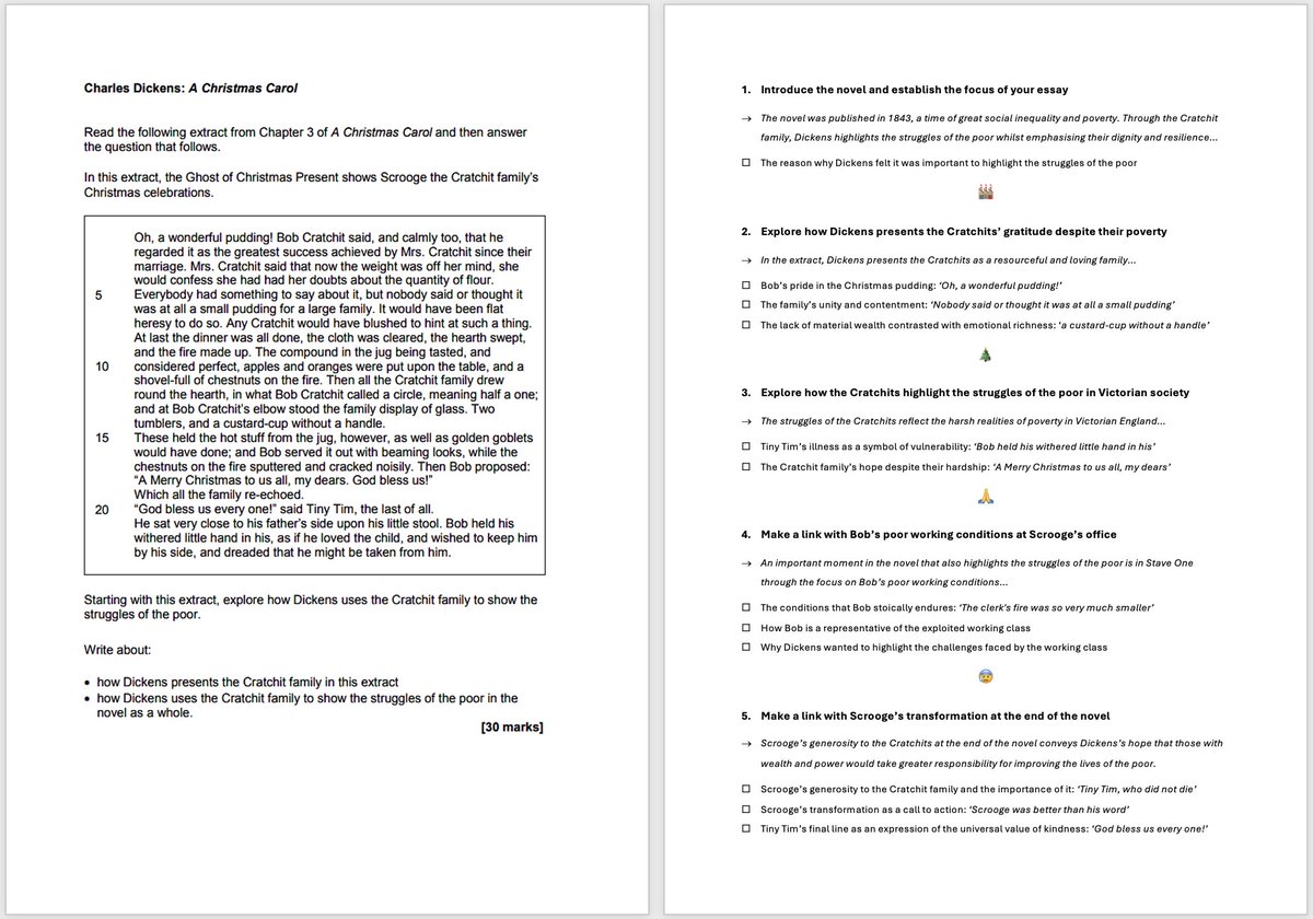 An essay task and plan on how Dickens uses the Cratchit family to show the struggles of the poor douglaswise.co.uk/blog/a-christm… ❄️ 🎄