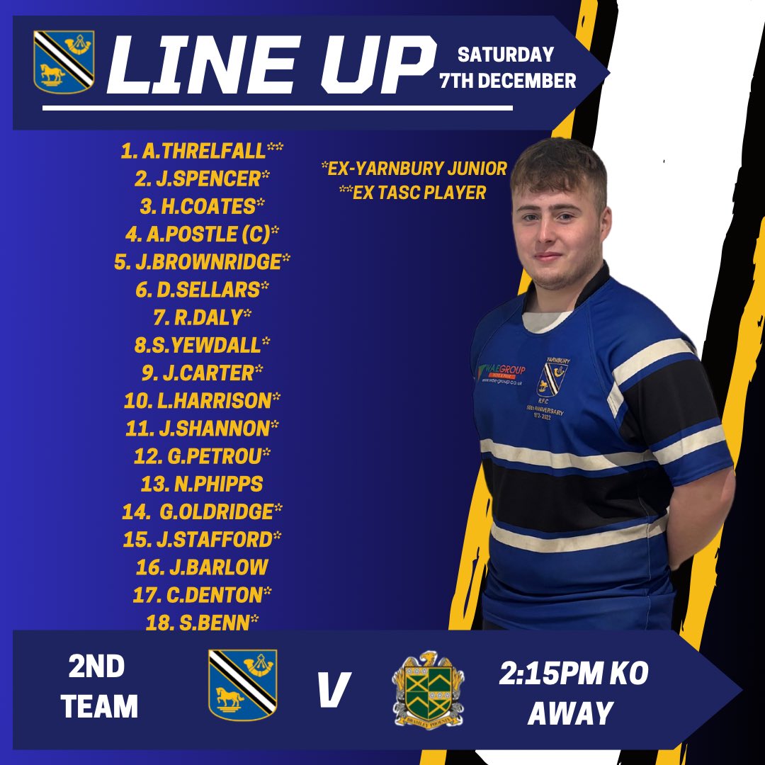 YarnburyRFC's tweet photo. 🔵⚫️⚪️Todays squads 
🏉1st team play @bramleyphoenixrfc at home 3pm kick off 
🏉2nds travel to @bramleyphoenixrfc 2:15 kick off 
🏉3rds team are playing @cleckheaton_rufc 2:15 kick off #yarnbury #oneclub #yorkshirerugby https://t.co/kOArOGFhyN