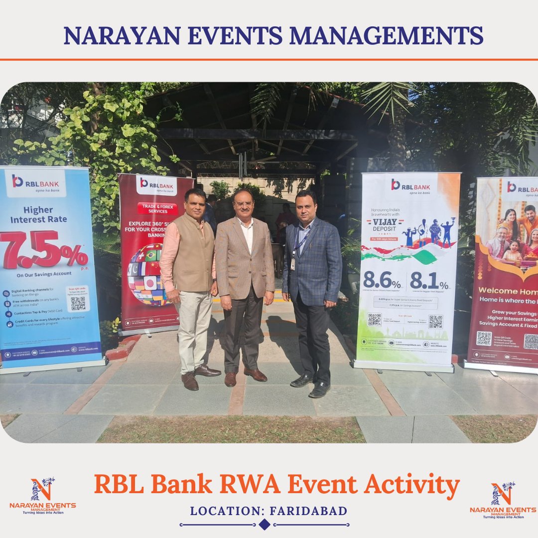EventsNarayan's tweet photo. Making memories, one occasion at a time! 🌟 In Faridabad, Narayan Events Management was pleased to host a RWA event for RBL Bank. #NarayanEvent #CorporateEngagement #RWAEvents #RBLBank #EmployeeEngagement #FaridabadEvent #CorporateEvents #TeamBuilding #EventManagement  #ALT #BLT https://t.co/D47EAXPzB5