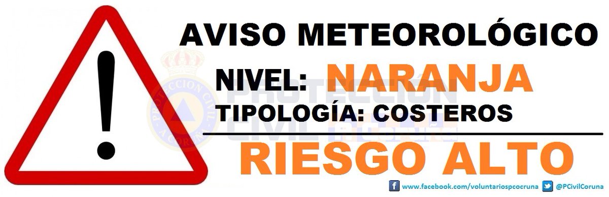 PCivilCoruna's tweet photo. Recuerda.
Está activo un aviso de nivel naranja por fenómenos meteorológicos adversos en el mar. 
Evita acercarte a las zonas donde pueda llegar el oleaje.
Por favor, ten #Sentidiño https://t.co/ITE6jFTZlp