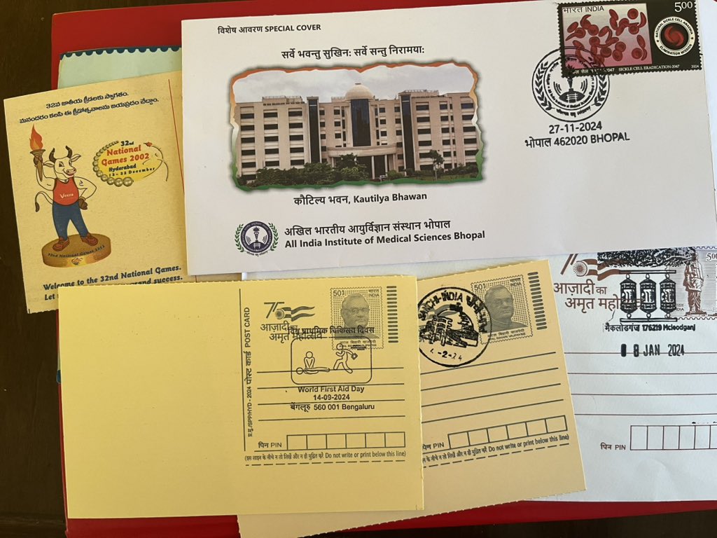 Received from Bhopal- a lovely set of cancellations, special covers, stamps and postcards🤩 
#stamps #Philately #StampCollecting