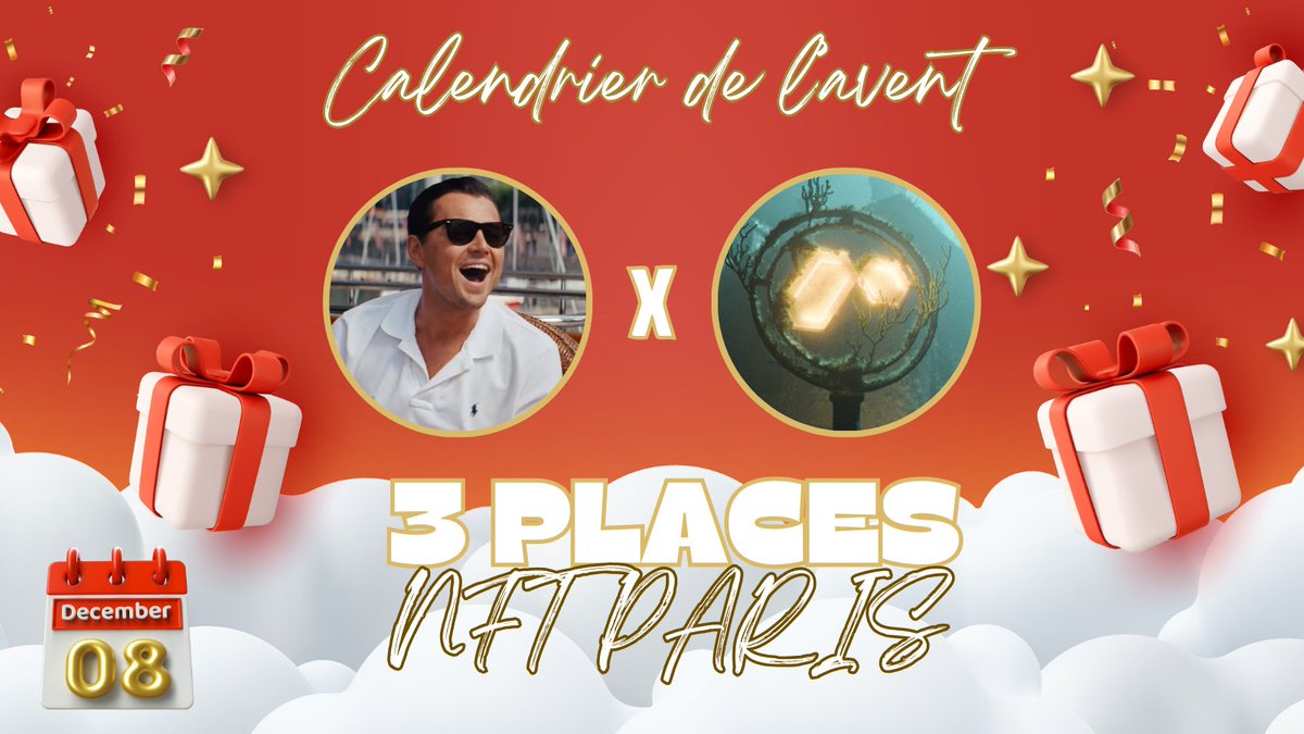 🎄 CALENDRIER DE L'AVENT #8 🎅

Aujourd'hui j'ai la chance de vous offrir 3 places pour les <a href="/nft_paris/">NFT Paris</a> qui auront lieu le 13 et 14 février. 🖼️

🎁 3 Places d'une valeur de 399€ pour l'évènement!

👉 Pour participer:

✅RT
✅Follow <a href="/DempseyWeb3/">Dempsey</a> &amp; <a href="/nft_paris/">NFT Paris</a>
✅Tag 2 bros