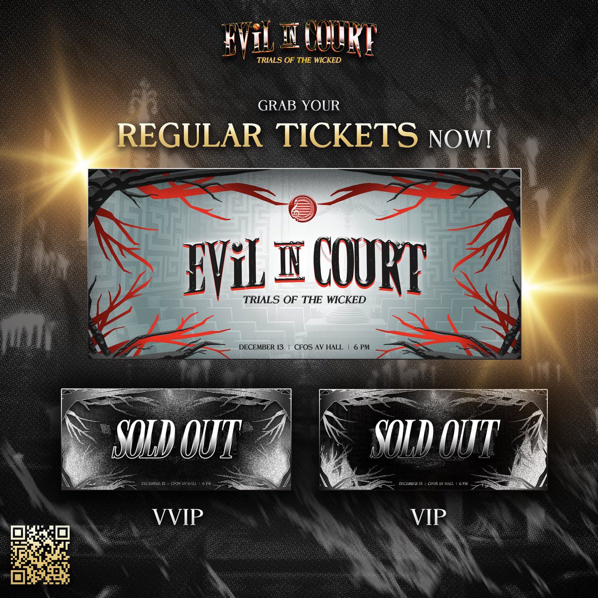 UPVChoristers's tweet photo. 𝕬𝖙𝖙𝖊𝖓𝖙𝖎𝖔𝖓, 𝖒𝖔𝖗𝖙𝖆𝖑𝖘

The VIP and VVIP tickets to Evil in Court: Trials of the Wicked have been claimed by those who dare to walk the fine line between power and peril.

https://t.co/14vJiW5UHl
https://t.co/14vJiW5UHl
https://t.co/14vJiW5UHl https://t.co/KgW2mRkCRU