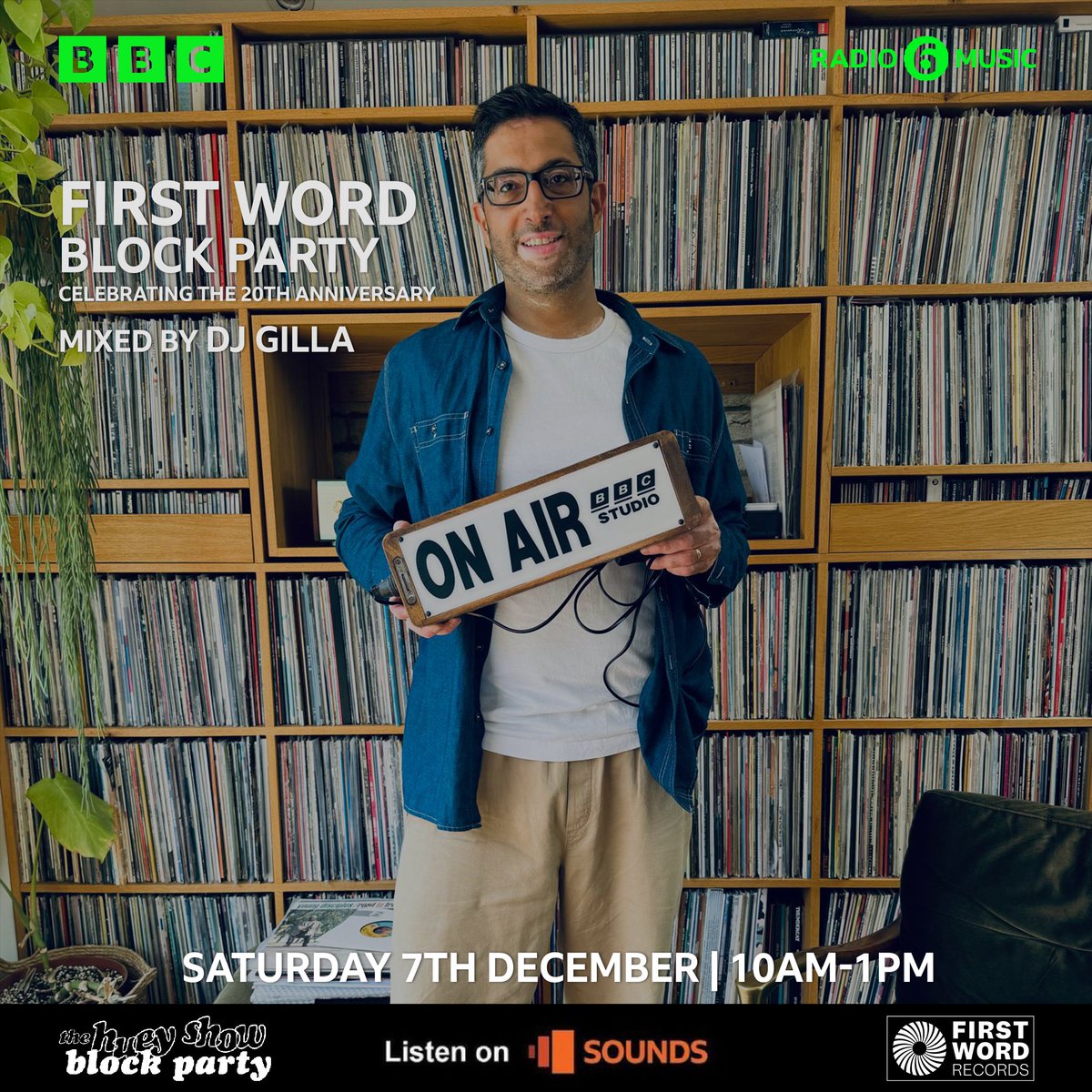 First Word Records (@firstwordhq) on Twitter photo 12:30-1pm <a href="/BBC6Music/">BBC Radio 6 Music</a>, First Word founder @djgilla
takes over the <a href="/OfficialHuey/">Huey</a> Block Party mix, with a selection of his favourite releases from the label's 20 year catalogue.
Be sure to listen in live, or catch it all back on <a href="/BBCSounds/">BBC Sounds</a> after broadcast! 12:30-1pm <a href="/BBC6Music/">BBC Radio 6 Music</a>, First Word founder @djgilla
takes over the <a href="/OfficialHuey/">Huey</a> Block Party mix, with a selection of his favourite releases from the label's 20 year catalogue.
Be sure to listen in live, or catch it all back on <a href="/BBCSounds/">BBC Sounds</a> after broadcast!