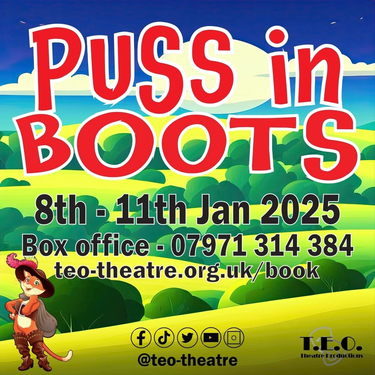 Join us as Puss talks the talk and walks the cat-walk. This traditional Pantomime  is full of fun, laughter, sparkle and shine to guarantee the purr-fect family treat.

🎟️ Don’t miss out—get your tickets now at teo-theatre.org.uk/book 🎭🌟

#HolidayPanto #familyfun #amdram