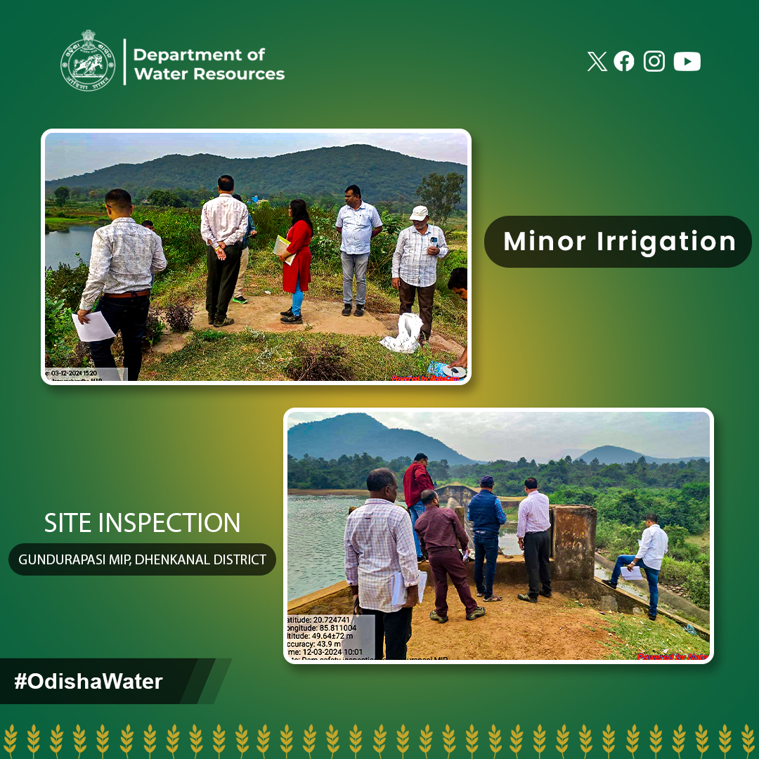 OdishaWater's tweet photo. Inspection of Chief Engineer, #DamSafety at Gundurapasi MIP, Gondia, #DhenkanalDistrict, as part of the renovation under DRIP-II. #OdishaWater #MinorIrrigation #DamSafety #DRIPII
@CMO_Odisha @DC_Odisha @_anugarg @IPR_Odisha @OIIPCRA_OCTDMS @OLICLTD @ltd_occ @CE_Megalift https://t.co/zEDzhSH2d8