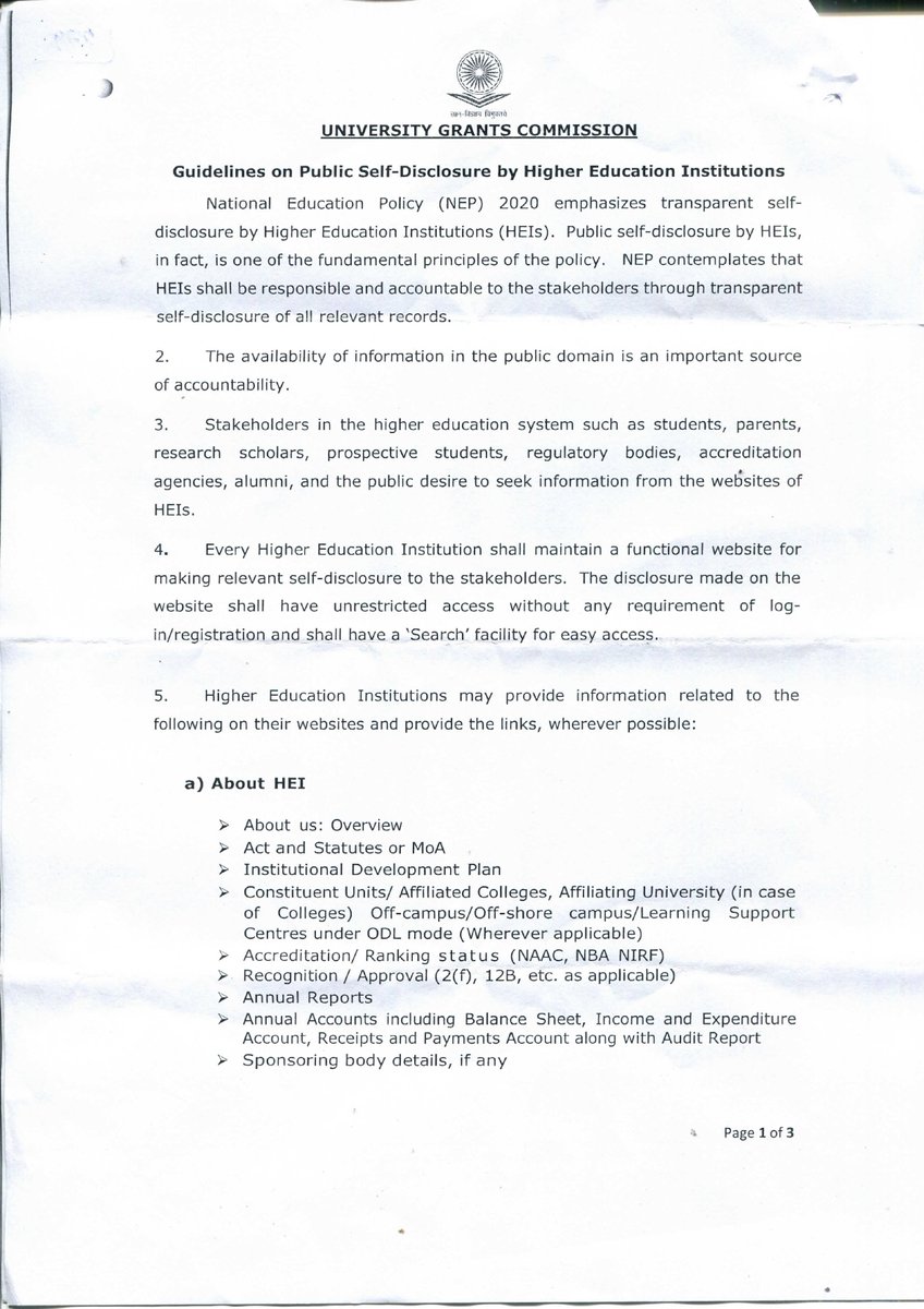 GCEKalahandi's tweet photo. Transparent self-disclosure by Higher Education Institutions (HEls) https://t.co/dwCKWCuApy