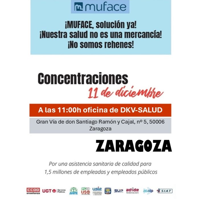 Concentraciones el 11 de diciembre, en todas las capitales de provincia de España, para que los servicios médicos ofertados no se vean mermados, sino que mejoren sus prestaciones .

Exigimos certezas y garantías para el mutualismo evitando el colapso de la sanidad pública.