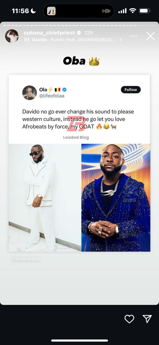 lifeofolaa's tweet photo. Cubana chief priest reposted my tweet on his IG story 🔥😂🇧🇪 https://t.co/crHAMXDyqC