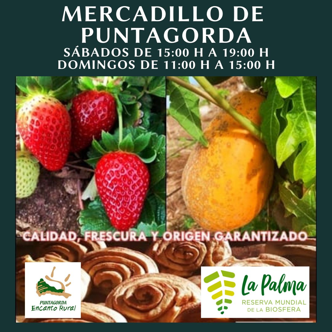 CONSUME PRODUCTO DE #LAPALMA 
Este fin de semana artesan@s, agricultor@s, ganader@s y transformador@s venderán sus productos en #Puntagorda #reservabiosfera #lapalmabiosfera #itsaboutlife #somosbiosfera
<a href="/Ayto_Puntagorda/">Ayto. de Puntagorda</a> <a href="/CanalAgrarioLP/">CanalAgrarioLaPalma</a> @saborealapalma
