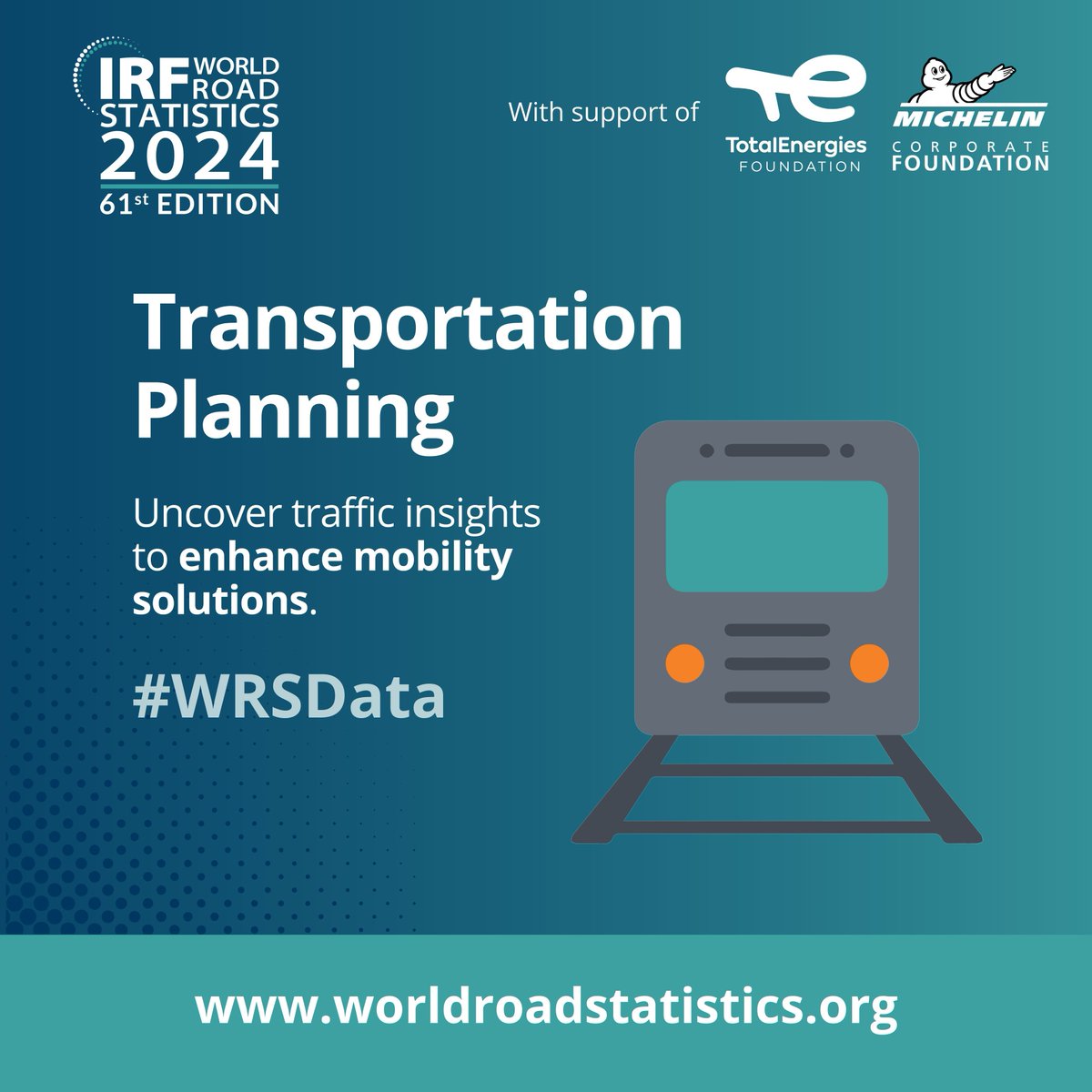IRFofficial_org's tweet photo. Transport professionals, plan smarter for 2025! ๐ฆ
The IRF World Road Statistics (WRS) offers insights from 200+ countries & indicators (2017โ2022)โFREE to access: https://t.co/0LYMHiW9Tf
Thanks to @Fond_Michelin & @TotalEnergies_F.
#RoadSafety #Mobility #WRSData @adbtransport @transportATO @ntua