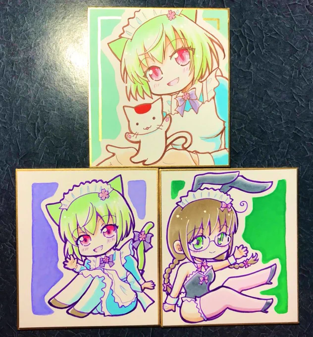 12/8(日) #みちのくCOMITIA13、新作色紙2点追加しました!キラキラクリスマスバニーさんです色紙サイズいろいろありますので、ぜひ連れて帰ってあげてください〜(*'꒳`*) 