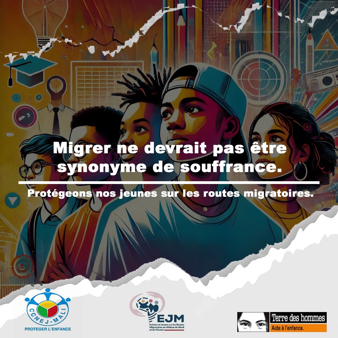 Sur les routes migratoires les enfants et jeunes subissent des abus extrêmes tels que l'esclavage, la servitude, les travaux forcés, les activités illicites, l'exploitation sexuelle. Ces formes d'exploitation sont inadmissibles. 

#EJM 
#Preventon 
#TDH 
#CCNEJMali