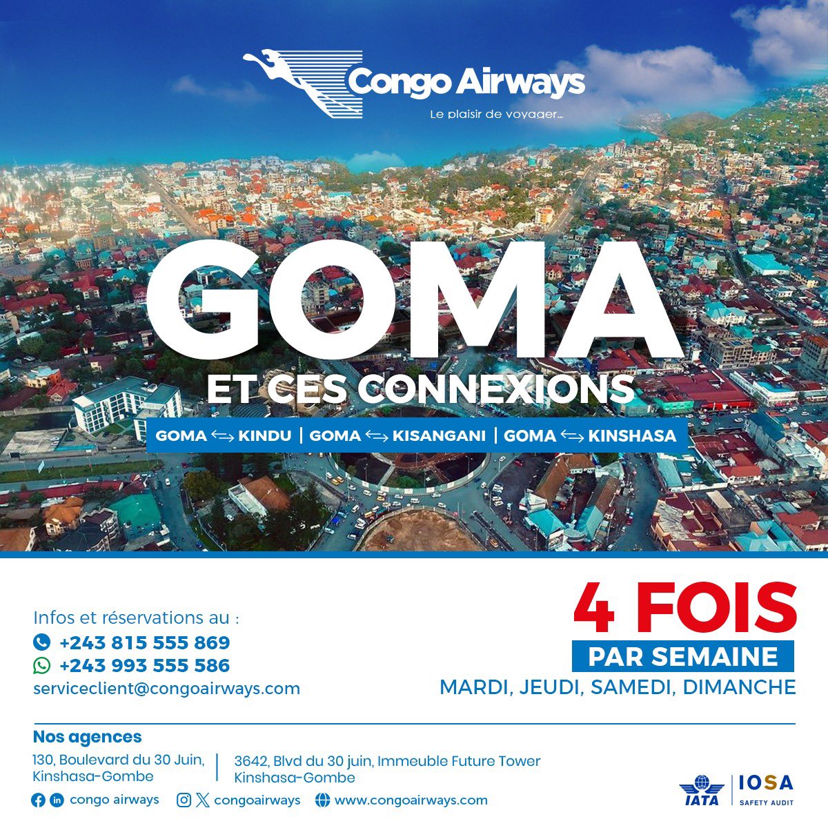 FlyCongoAirways's tweet photo. À partir du 15 décembre, achetez vos billets et découvrez Goma ainsi que toutes ces connexions .

Congo Airways, le plaisir de voyager !
#LePlaisirDeVoyager #AchetezMaintenant #GOMA #aviation https://t.co/UlgUgDcqDa