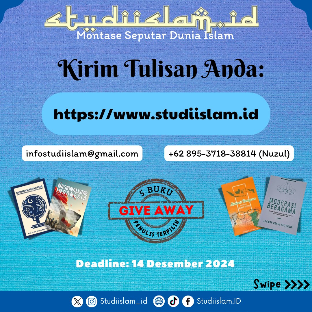 studiislam_id's tweet photo. 📢 Kesempatan Emas untuk Para Penulis Inspiratif!

Kami mengundang Anda untuk berkontribusi di platform https://t.co/lG63W942HI dan menjadi bagian dari diskusi intelektual yang mencerdaskan!

🔗 Kirim tulisan Anda segera!

#StudiIslam #MontaseIslam #ArtikelIslam #SejarahIslam https://t.co/ywIfUy0LGt