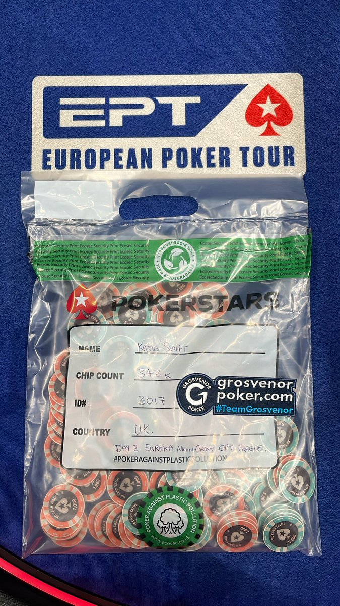 SwiftSuccess8's tweet photo. First time playing EPT Prague, Eureka Main Event:
♠️ One Bullet
♥️ One Bag
♣️ ITM
♦️ New Flag
🏆The Aim (behind me in the pic)!
Day 2 today with 342k, average 200k.
@GrosvenorPoker @PokerStars @PokerNews #TeamGrosvenor #Poker #SponsoredPro #EPT #Prague #Win #Travel #Fun #Enjoy https://t.co/aKhkpNbl5L
