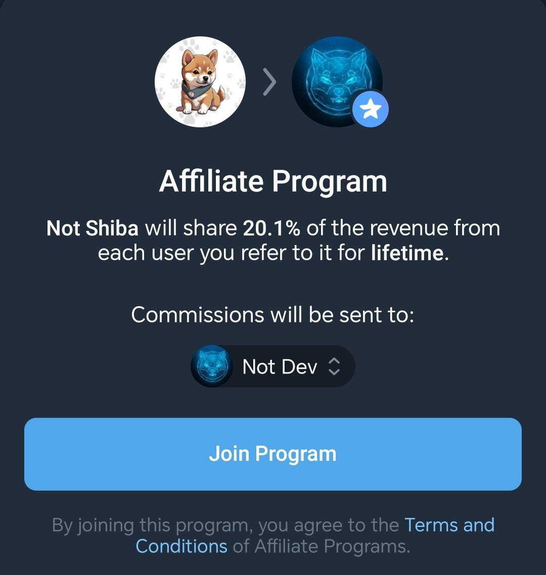 Not_Shiba_X's tweet photo. 🚀 Telegram Affiliate Program feature just launched!

🔥 From now on, all participants can earn 20% Telegram Star commission from Not Shiba

#notshiba #PAWS #Notpixel https://t.co/4qdi1CvXT4