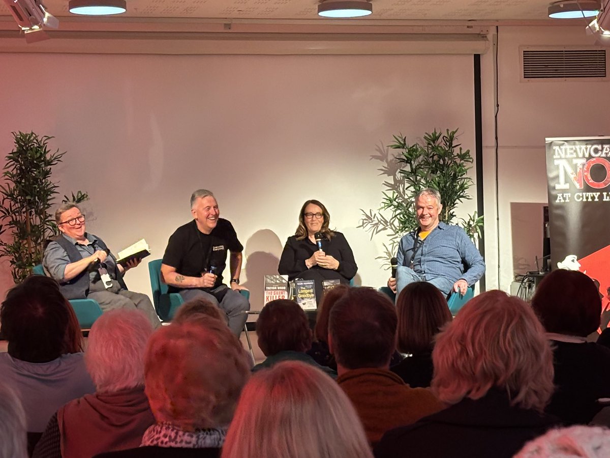 A lot of laughs today investigating crime fiction with Dr Noir and her cast of brilliant writers <a href="/gbpoliceadvisor/">Graham Bartlett</a> <a href="/TrevorWoodWrite/">Trevor Wood</a> <a href="/mariwriter/">Mari Hannah</a> <a href="/CollinsJacky/">Dr Jacky Collins (Dr Noir)🕷 #NMPM #StillEuropean</a> <a href="/NewcastleNoir/">Newcastle Noir</a>