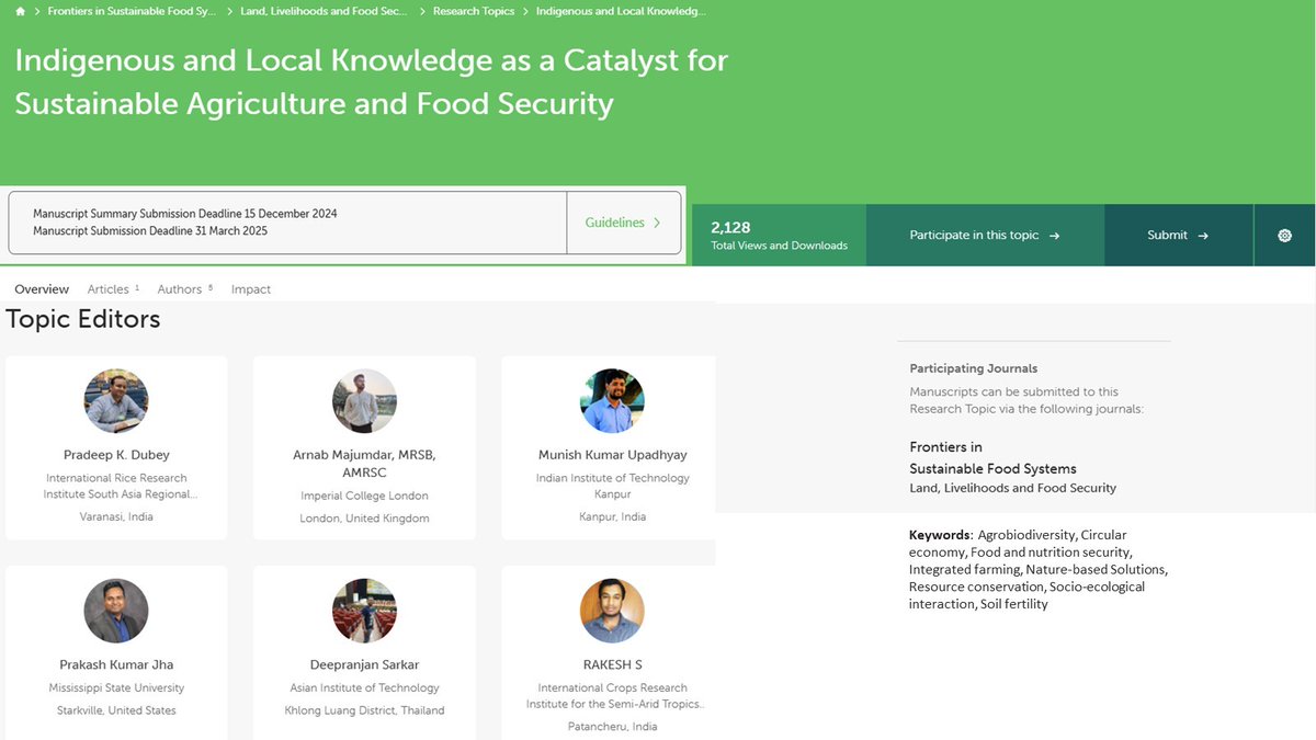 ArnabBioGeoChem's tweet photo. Want to share your research/review with the #Frontiers ? Check out the Special Issue we are editing on #Sustainability #Agriculture #FoodSecurity 
Frontiers in Sustainable Food Systems (Impact Factor 3.7, CiteScore 5.6) @pdubeybhu11 @BhuMunish 
https://t.co/NyN6APwuns https://t.co/gkfUfuQYq4