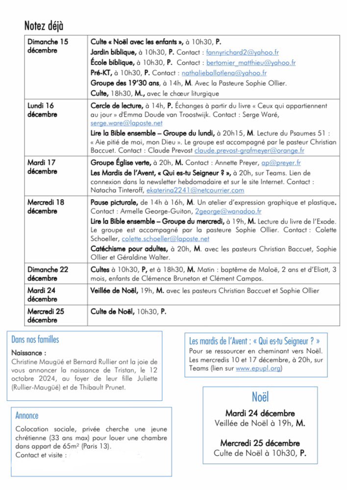 Le programme des deux semaines à venir de l’#Eglise #protestante #EPUdF #PentemontLuxembourg #Paris #Paris6 #Paris7 <a href="/paroissepentlux/">Pentemont Luxembourg</a> : epupl.org/spiritualite/l…