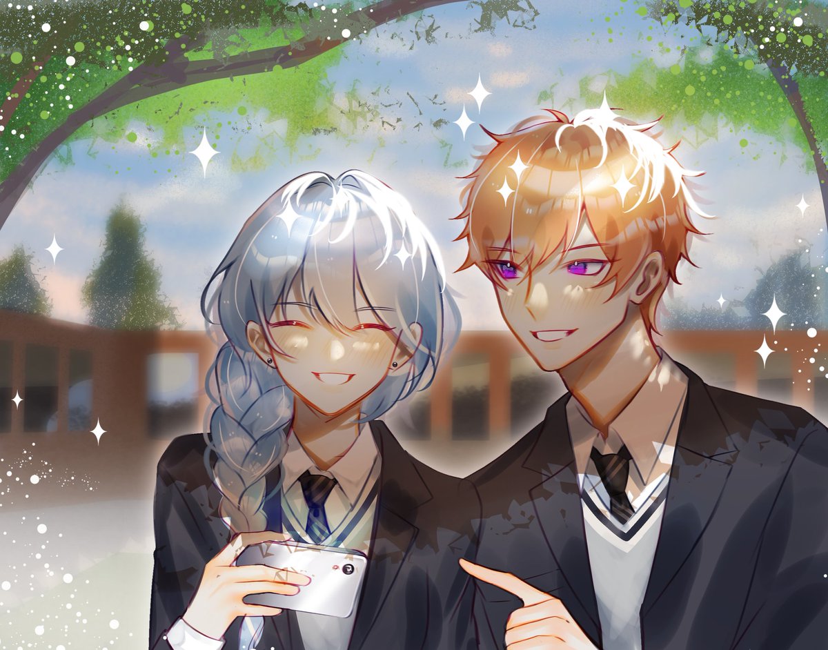 // yume
Childhood friends!AU
🍰: "OMG, we look so cute as babies!"
❤️: "Haha, you're right!"
🍰: "You know...I couldn't ask for a better person to be with."
❤️: *smiles* "Me too, Kazuko."

Art: M Mavy (FB)
#obeymemc #obeymebeelzebub #yumelokalgallery