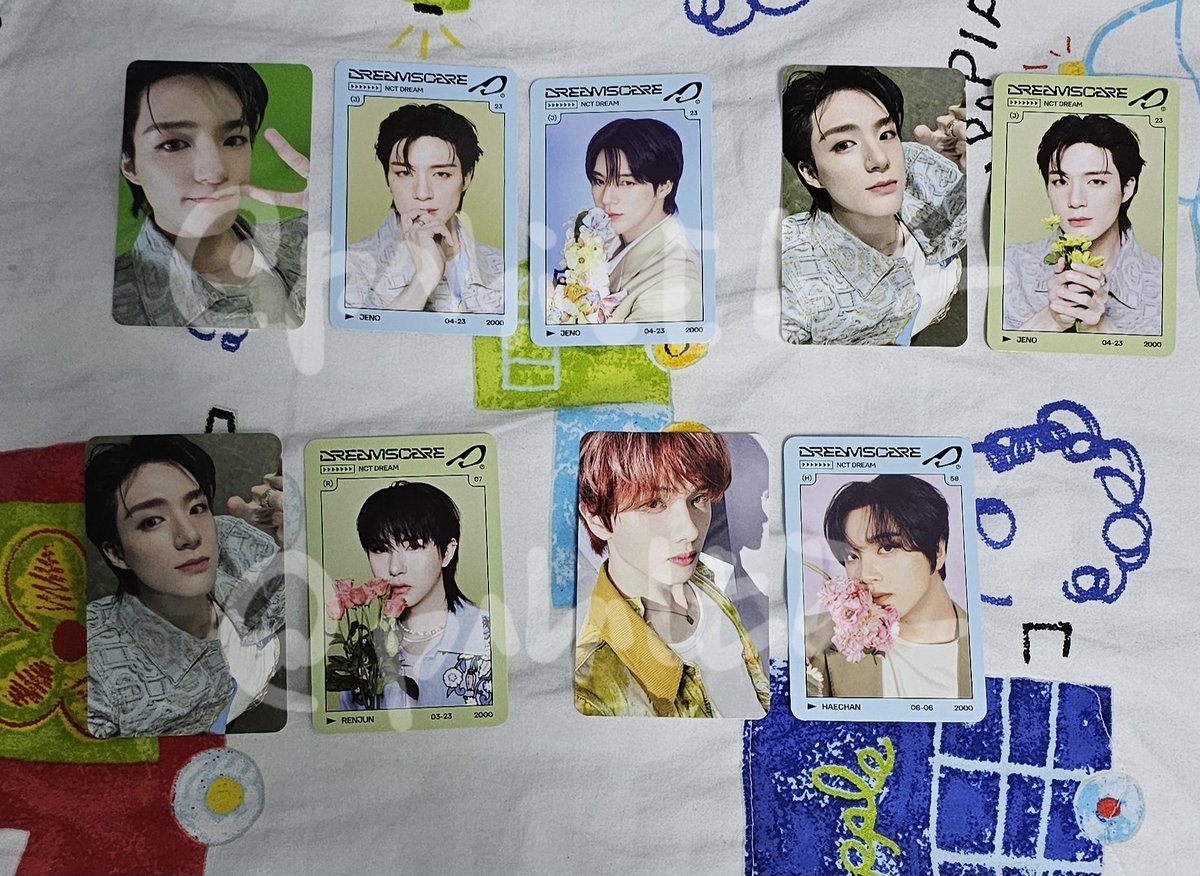 wts ph nct dream dreamscape trading card
mark renjun jeno haechan jaemin chenle jisung

mk green set - 420
jm/jn blue - 420
cl set - 500
hc blue/green set (w/ special  tc) - 1500 per set
jn blue set - 600
jn green set - 420
jn/rj green - 420
js/hc blue - 420