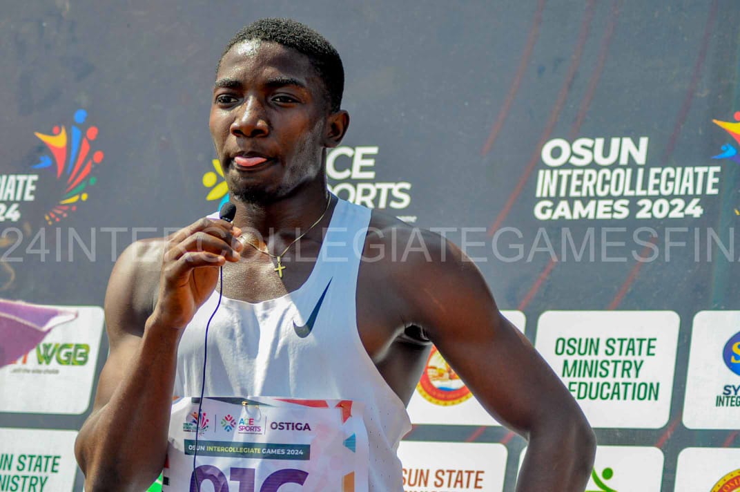 OsunInterCGames's tweet photo. Opeyemi Okunade of OSCOTECH clinches silver in the men’s 100m final, finishing just behind Olalekan Alade of UNIOSUN in a thrillingly close race.

#OsunInterCollegiateGames24 #AceSports https://t.co/xEKD1YJmQh