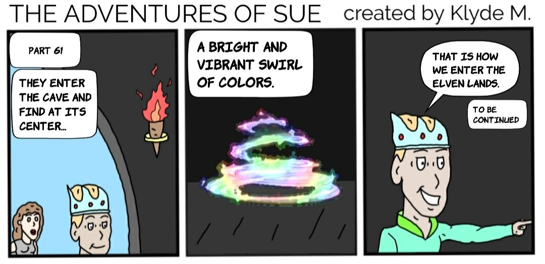 Klyde_M_'s tweet photo. Part 61 THE ADVENTURES OF SUE
#webcomic #webtoon #comics #comic #adventure #action #comicstrip #TheAdventuresOfSue #comicbook #comicartist #fiction #elves #readthiscomic https://t.co/EB4SdLhSCG