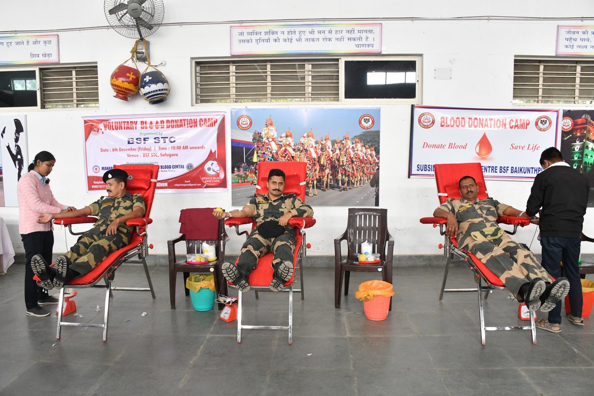 stcbsfnb's tweet image. &quot;Marking 60 yrs of valour! STC BSF Baikunthpur observed BSF&apos;s 60th Raising Day with a blood donation camp, in association with Maharaja Agrasen Lions Magnum Blood Centre. Proud of our volunteers!