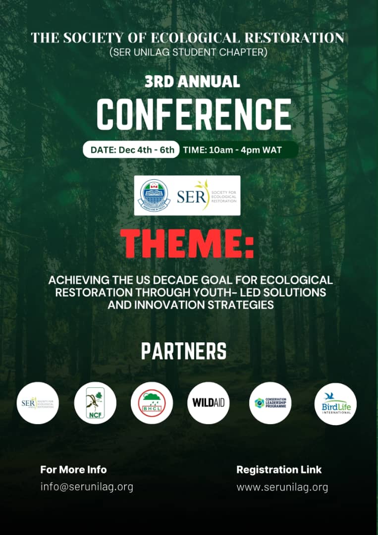 serunilag's tweet photo. Just wrapped up an inspiring day at the SER UNILAG 3RD Annual Conference! 🌍💚 From tech solutions to visual storytelling &amp; wetland conservation, we’re driving #EcologicalRestoration through youth-led innovation. Let's keep the momentum going! 💡🌱 #SERUNILAG2024 #UNDecadeGoals https://t.co/1CjhGrWtdg