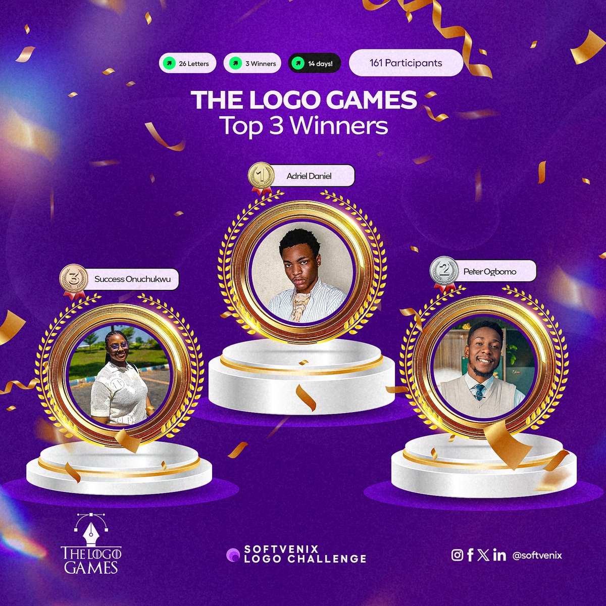 SoftVenix's tweet photo. HERE WE GO! #TheLogoGames
THE WINNER OF THE VERY FIRST EDITION!
Congratulations @name_adriel
#Softvenix #DigitalAgency #DigitalMarketing #Graphicsdesign #WebDevelopment #ProductDesign #VideoEditing #ContentProduction #CorporateBranding #funnelBuilding https://t.co/hSO9dl3WS9
