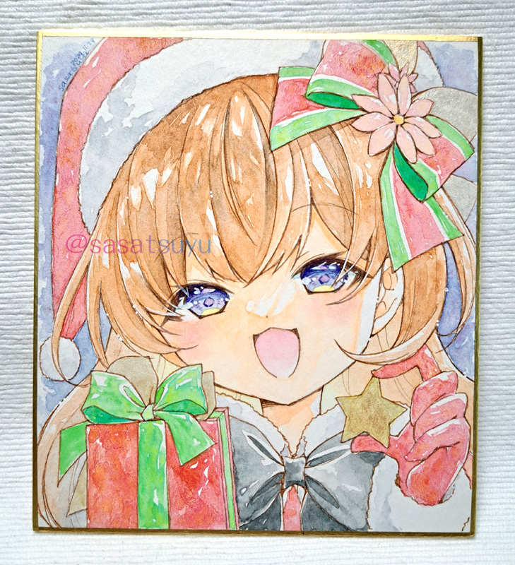 「BOOTHは一時閉店していましたが、先ほど再開しました。クリスマス色紙は残り3枚」|ささつゆ🦊5/5【COMITIA144】H28b📚5/6【A40】参加のイラスト
