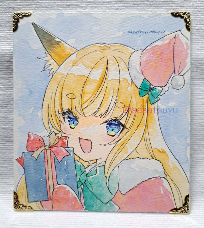 「BOOTHは一時閉店していましたが、先ほど再開しました。クリスマス色紙は残り3枚」|ささつゆ🦊5/5【COMITIA144】H28b📚5/6【A40】参加のイラスト