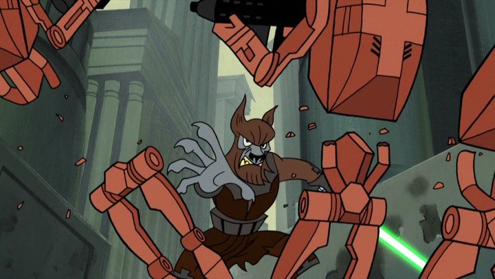 Procedentes de Uvena Prime, los shistavanen son apodados hombres lobo por su aspecto lupino. Aparecieron por primera vez en la escena de la cantina del Episodio IV, pero su aparición fue sustituida en las ediciones especiales. El jedi Voolvif Monn era uno de ellos.

#SkeletonCrew