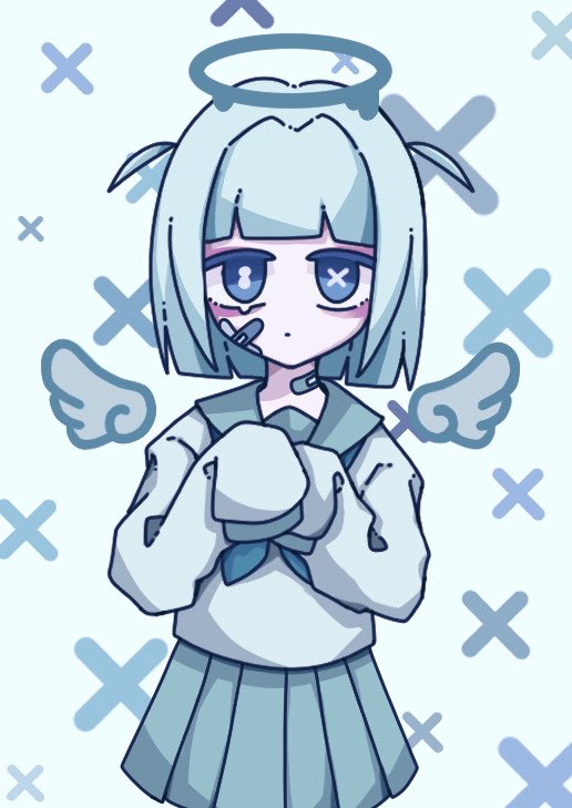 一年前くらいに描いた子🩵🩵🩵
 #天使界隈　#水色界隈　#サブカル地雷　#イラスト　#illustration