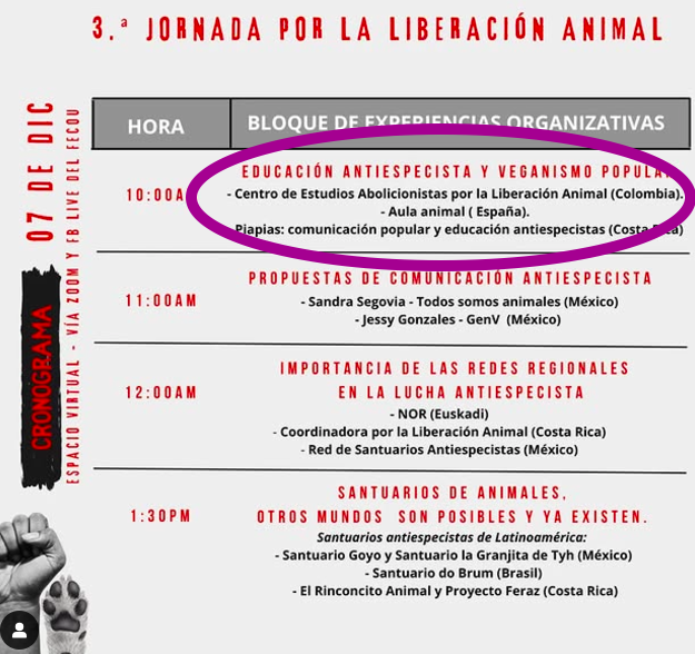 Esta tarde a las 17:00 (hora española) participamos en las jornadas organizadas por Papiasantiespecistas.
Más información en: instagram.com/piapiasantiesp…