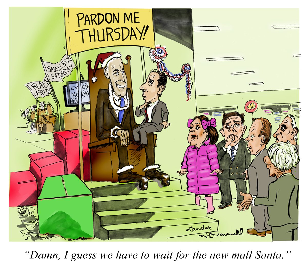 thesatirist.com/cartoons/black… 
"Black Friday, Small Business Saturday, Cyber Monday and now …. Pardon Me Thursday!"
 by <a href="/paul_lander/">Paul Lander</a> and Dan McConnell
#Pardon