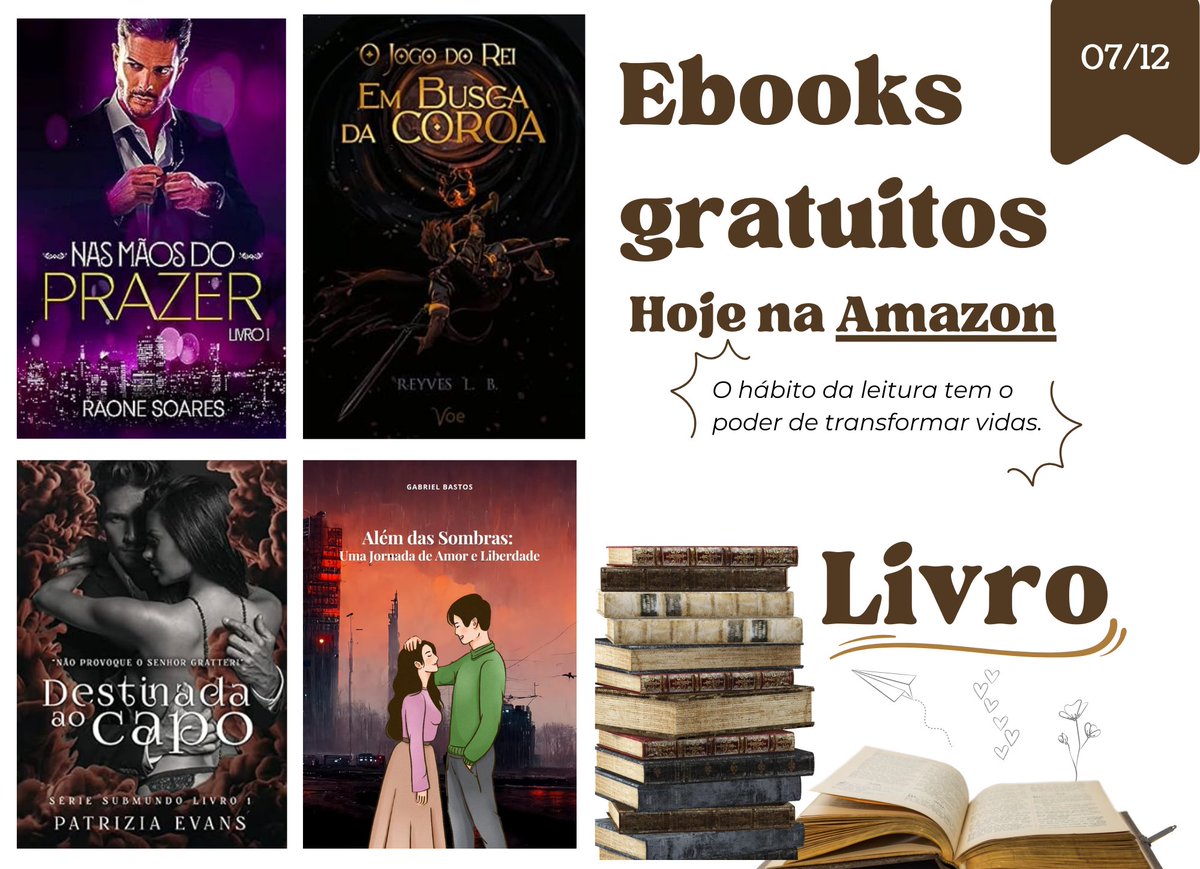 livroseachados's tweet photo. 📦 E-books gratuitos em português:
📚 Novidades:
https://t.co/fldEQF6s0Y
✨Lista de livros em ofertas:
https://t.co/i4IvN4rKOF
#amazon #ebooks #liveos #kindle #oferta #gratis https://t.co/EHxgVyFquX