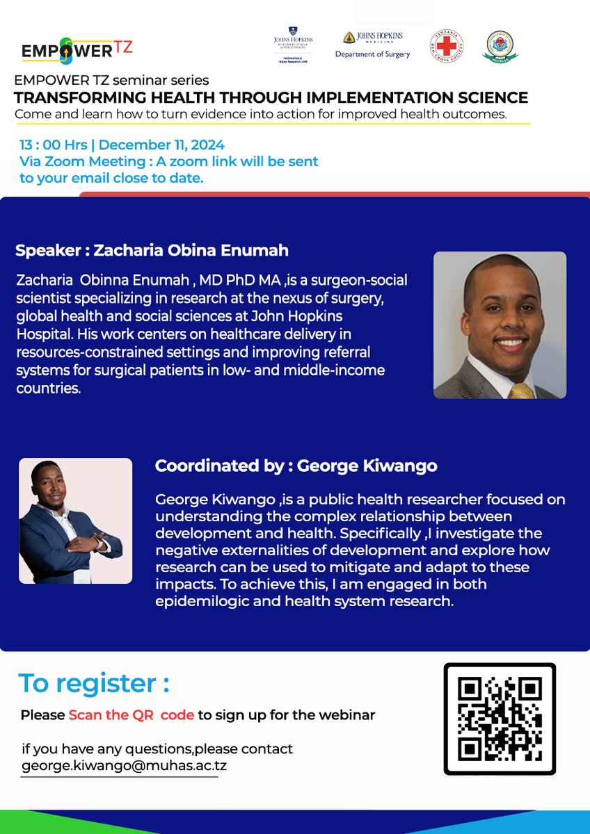 georgekiwango's tweet photo. 🌟 Transform Evidence into Action 🌟

Join us for an insightful webinar on Implementation Science. Learn how to bridge the gap between research and practice to drive real-world health improvements.

📅 Don’t miss this opportunity—scan the QR code to sign up today!

#IS# https://t.co/gbrOdtoO4s