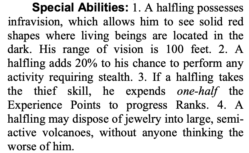 Halfling abilities in the ttrgp Dragonquest: