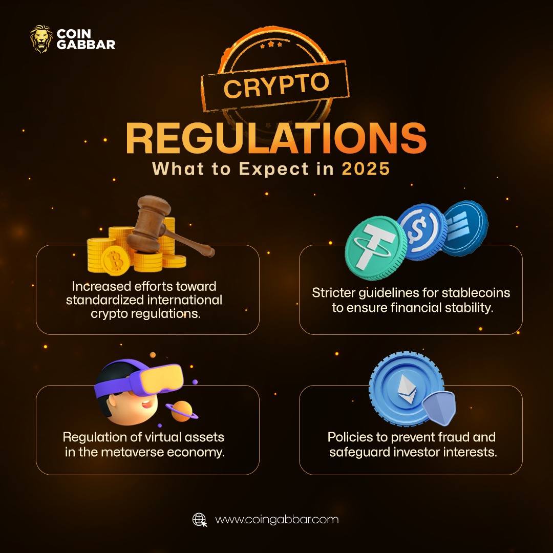 coin_gabbar_'s tweet photo. Crypto regulations in 2025 are set to reshape the industry!  Expect stricter stablecoin rules, 
 metaverse policies, fraud prevention measures, and global standards. Change is coming—are you ready?
 
 Visit:- https://t.co/8b0e5gkJOI
 
#CryptoRegulations #StablecoinRules #Metaverse #Blockchain #Cryptocurrency #CryptoFuture 
#RegulationTrends #CryptoIndustry #DigitalAssets #CryptoLaws #Coingabbar