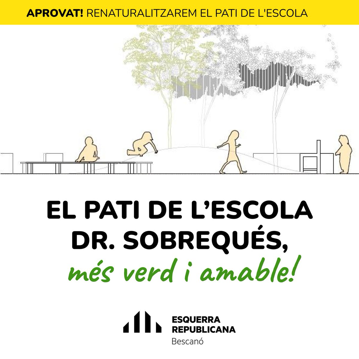 EsquerraBescano's tweet photo. 💚 EL PATI DE L’ESCOLA DR. SOBREQUÉS, MÉS VERD I AMABLE!
〰️ A principis d’any començaran les obres per transformar el pati de l’escola Dr. Sobrequés en un espai més verd i natural! https://t.co/eSEMW23uxH
