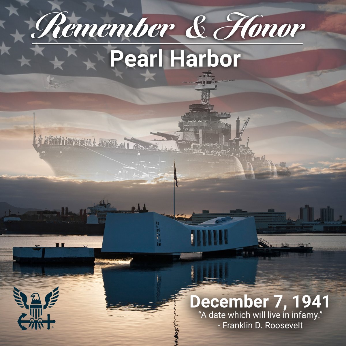 83 years ago, our Pacific Fleet faced devastation at Pearl Harbor, but the courage of our Sailors and civilians turned tragedy into resolve. Today, we honor their sacrifice and bravery, a legacy woven into the fabric of our Navy’s history. #PearlHarborRemembranceDay #NeverForget
