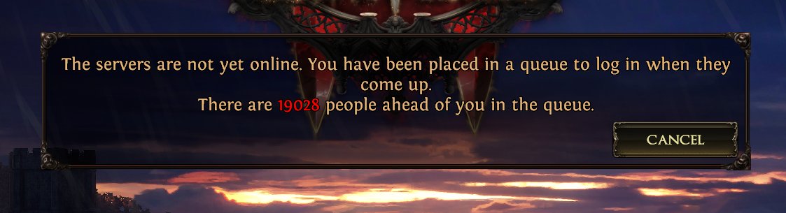 LydiGodley's tweet photo. @pathofexile Love being right at the end of a boss fight and get booted to end up 19,000 in the queue... https://t.co/hlr8dR99ta