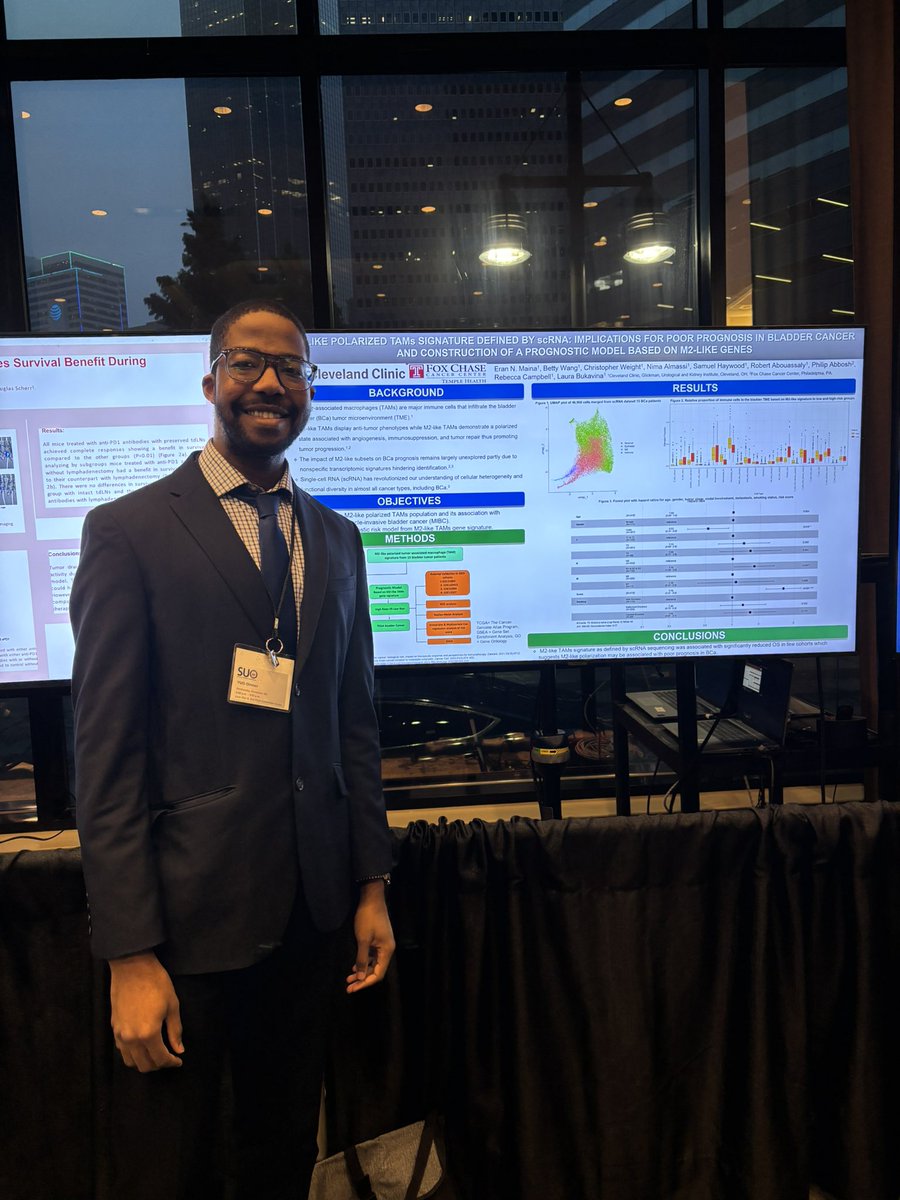 Using single-cell RNA sequencing, our group found that M2-like macrophage gene signature is associated with poor prognosis in MIBC. Always excited and grateful to learn under the mentorship of <a href="/LauraBukavinaMD/">Laura Bukavina</a> and the whole <a href="/CleClinicUro/">Cleveland Clinic Urology</a> team! #SUO2024