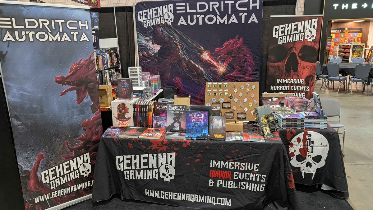 GehennaGaming's tweet photo. Looking for horror #TTRPGs at #PAXUnplugged? We got you. Stop by booth 3463 or signup for one of our games in room 105! https://t.co/2iAYSU1gCz