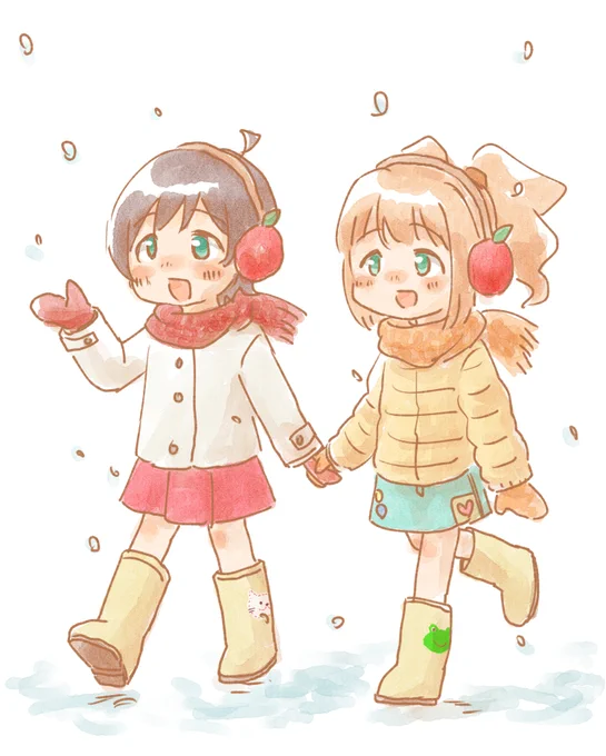 リンゴ耳当てソーキュートだったので、やよひなたちゃんで描きました! 
